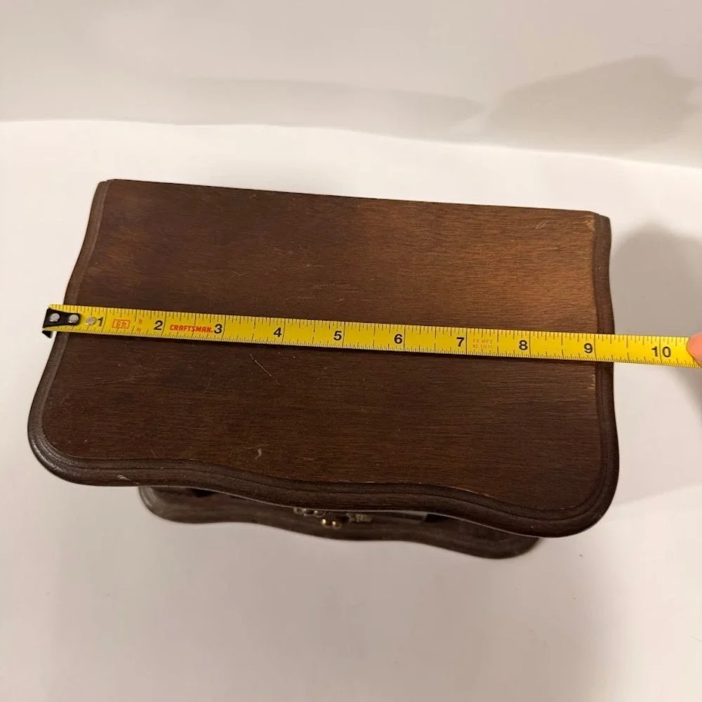 Vintage Wooden Jewelry Box 3 Drawer Chest Dark Brown Ornate Brass Hardware